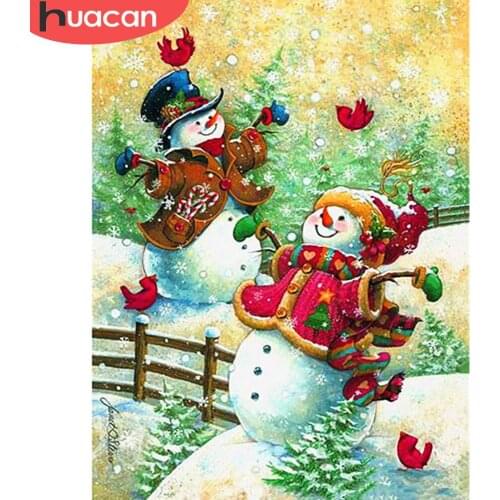 HUACAN DIY 5d Diamond Painting Snowman Full Square/Round Diamond Embroidery Christmas Winter Handicraft Home Decor Kits