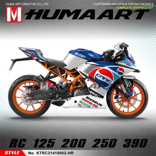 HUMAART Motorcycle Decor Graphics Custom Sticker Design Complete Vinyl Wrap Kit for RC 125 200 RC125 RC200 2014 2015 2016