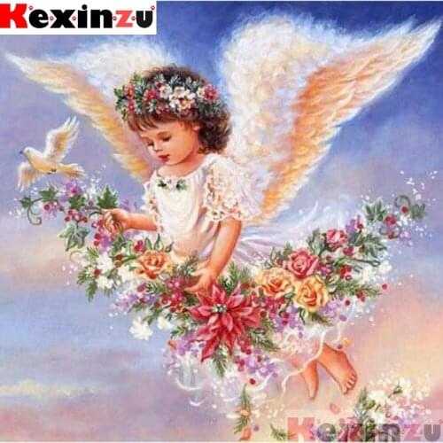 Full Square/Round 5D DIY Diamond Painting"Angel flowers"3D Embroidery Kit Cross Stitch Rhinestone Mosaic Home Decor Gift Y0054