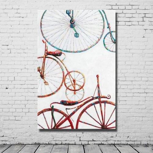 New Design Bicycle Art Painting Hand made Canvas Oil Painting Living Room Wall Decor Cheap Modern Wall Pictures No Framed