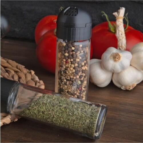 Spice Jars Storage Container Set of 6 Black White Lid Glass Storage Boxes and Decorative Creative Rice Spice and Sugar Dispenser