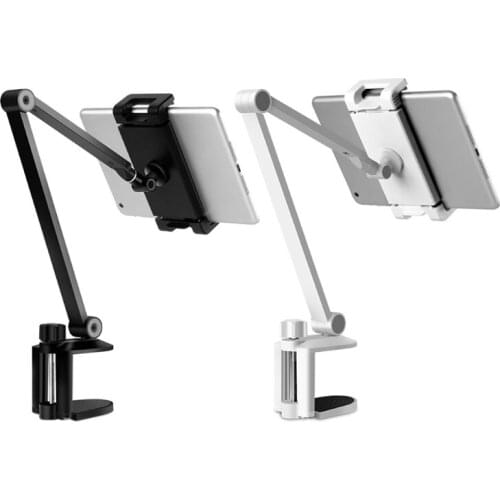 D0UA Multi-Angle Long Arm Cell Phone Stand for Desk Portable Clip on Tablets Holder Non Slip for All Smartphones Tablets
