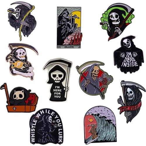 Grim Reaper Enamel Pin Death Ghost Badge Darking loard Brooch Halloween Festival gift