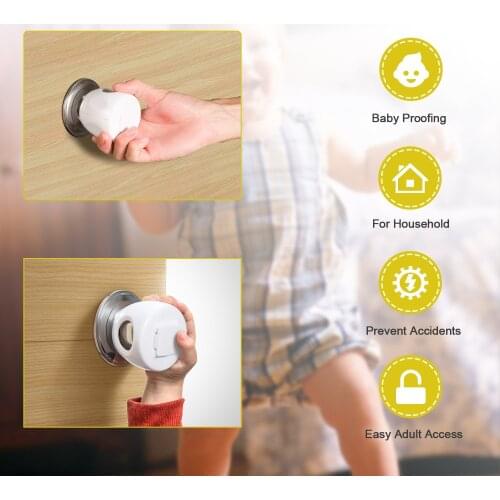 4 PCS Door Knob Safety Cover for Kids, Child Proof Door Knob Covers, Baby Safety Doorknob Handle Cover Round Lock Protector