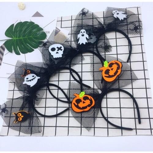 New Girl Bowknot Hairband Cartoon Pumpkin Kitten Hairband Halloween Ghost Skull Womens Headdress Hair Accessories