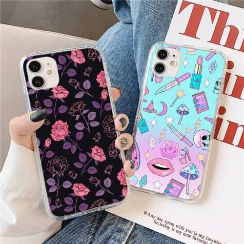 Girly Pastel Witch Goth Phone Case Transparent for iPhone 11 12 mini pro XS MAX 8 7 6 6S Plus X 5S SE 2020 XR