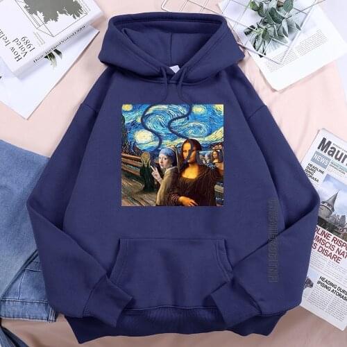 Aesthetic Mona Lisa Funny Comic Woman 2021 Comfort Simple Hooded Harajuku Casual Hoodies Printed Fashion Lace-Up Women Hoody