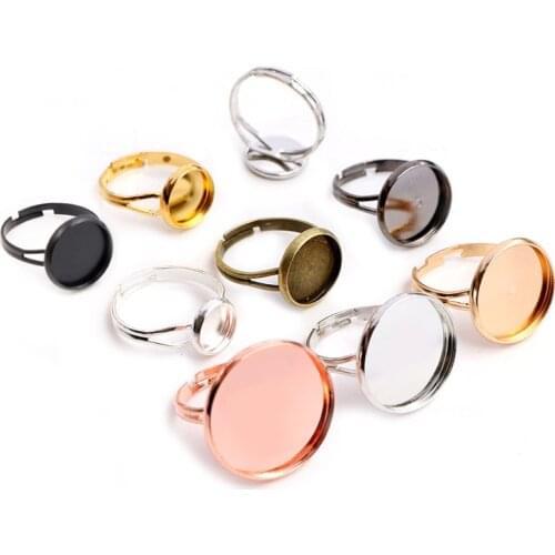 10pcs/lot Adjustable Blank Ring Base Fit Dia 10 12 14 16 18 20 mm Glass Cabochons Cameo Settings Tray Diy Jewelry Making Ring