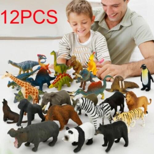 12pcs Simulation Wild Animal Model Realistic Ocean Sea Animal Dinosaur World Figure Plastic Learning Educational Toy For Kids