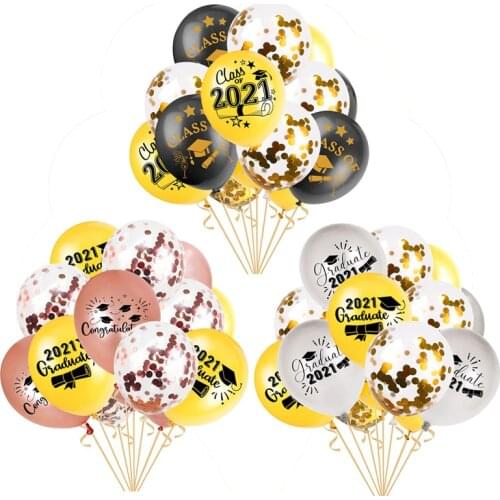 15pcs Graduation Balloons 2021 Confetti Balloon Latex Ballon Congratulation Graduation Party Decor Congrats Grad Graduation Gift