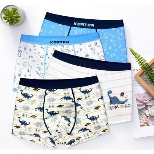 2 Pcs High Quality Childrens Underwear For Kids Cartoon Shorts Soft Cotton Underpants Boys Teenage Striped Panties 3-14T