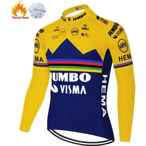 2021 jersey cycling Jumbo Visma maillot cyclisme homme Long sleeve bicycle clothing Wear winter fleece cycling jersey men