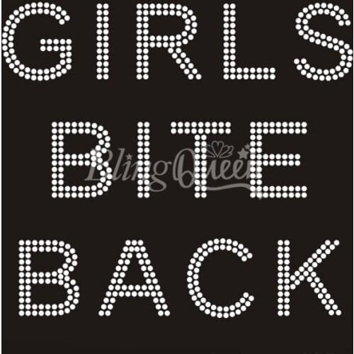 BlingQueen 25PCS/LOT Girls Bite Back Crystal Rhinestone Transfers Iron On Hot Fix Appliques