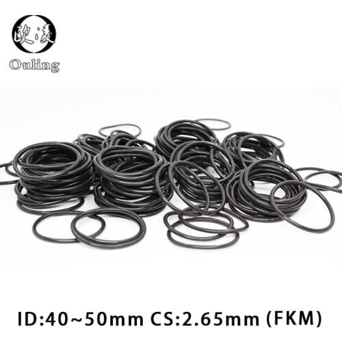 5PCS Fluorine rubber Ring Black FKM O ring Seal CS:2.65mm ID40/41.2/42.5/43.7/45/46.2/48.7/50mm Rubber O-Ring Seal Ring Gasket