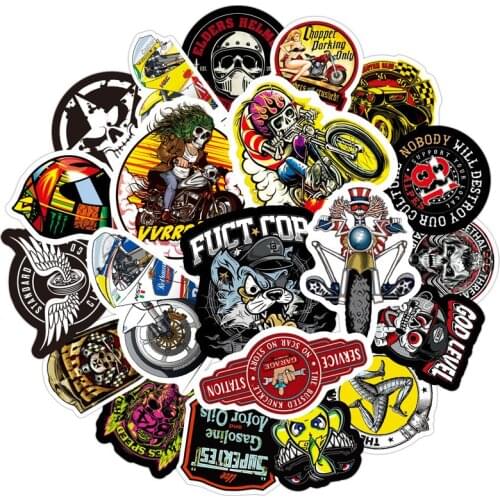 50pcs Retro Indian Pattern Locomotive Waterproof Car Stickers for Motorcycle Guitar Laptop Motorcycle Suitcase Car Styling
