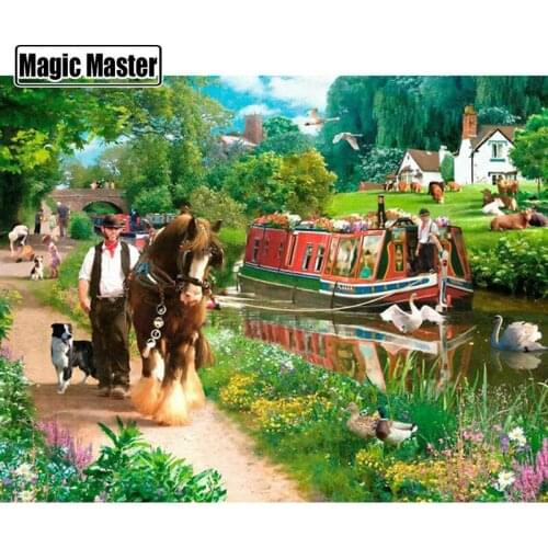 5D DIY diamond painting garden landscape diamond embroidery cross stitch rhinestone digital wall sticker home decor