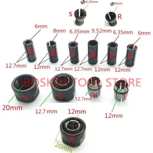 Adapter shank CNC Router tool Collet Cone Nut 1/2" 1/4" 3/8" 6mm 6.35mm 8mm 12mm 12.7mm for Makita BOSCH HITACHI MIlling
