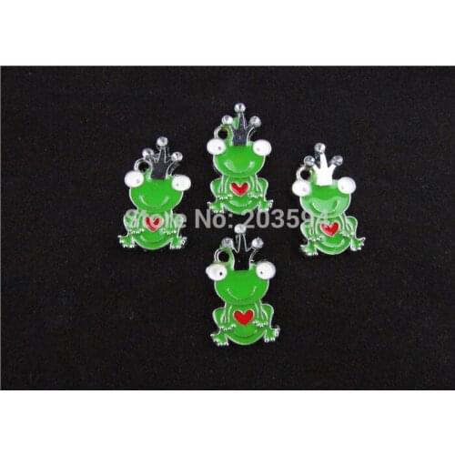 AE130 100Pcs Mixed Enamel Alloy Crown Frog Charms Pendants DIY Jewelry Findings 26x14mm bead bead