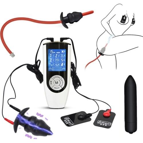 Electric Shock Hollow Anal Plug Dildo Vibrator Anal Dilator Vaginal Speculum Enema Butt Plug E-stim Anus Masturbator Sex Toy Kit