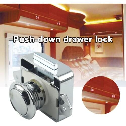 Car Push Lock Handle Type Button Push Locks Camper Car RV Caravan Boat Motor Home Cabinet Drawer Latch Furniture Hardware