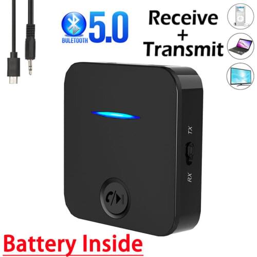 Bluetooth 5.0 Transmitter Receiver AUX 3.5mm Jack RCA Stereo USB Dongle Wireless Audio Adapter with Mic For Car PC TV Headphone