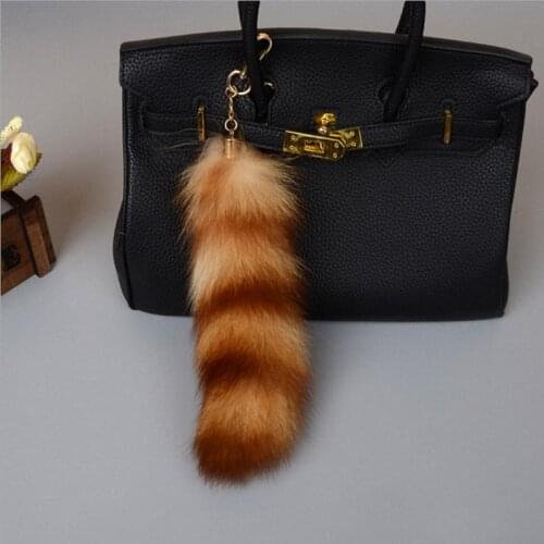 Large plus size Luxury Genuine Raccoon/Fox Tail Keychain Fur Tassel Bag Tag Car Bag Charm Woman Accessory Keyring K053-B