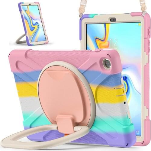 360 Rotatable Kickstand Tablet Case for Samsung Galaxy Tab A 10.1 inch T510 T515 Protective Caver with Hand &Neck Strap+Film+Pen