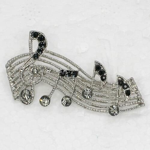 Black Rhinestone Music note Pin brooches C279 H
