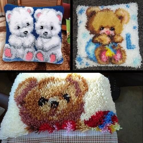 DIY Knooppakket Latch Hook Rug Kits Animal Blank Canvas Cute Cross Stitch Pillows klink haak kussen knooppakket tapijt foamed