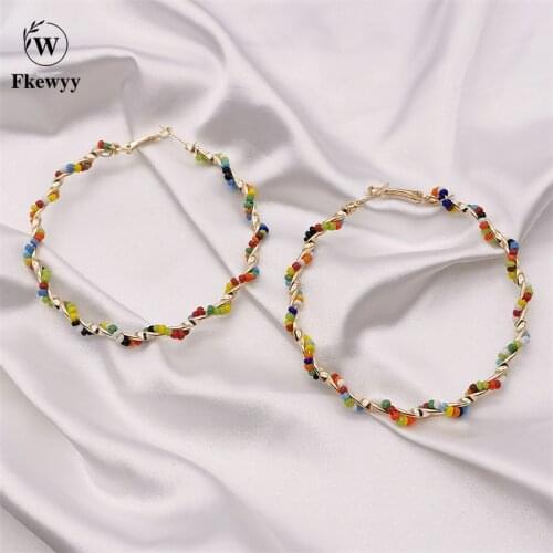 Fkewyy Earings Fashion Jewelry 2021 Bohemia Drop Earrings Accessories For Women Designer Color Hoop Earring Punk Jewelry Party
