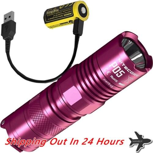 Wholesale NITECORE P05 Flashlight Mini Self-Defense Outdoor EDC Torch Micro-USB Port 650mAh NL1665R Rechargeable Battery + Cable