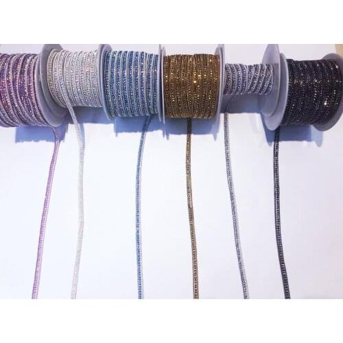 Hotfix Diamond Crystal Ribbon Trimming 1Yard/Lot 6mm Width Rhinestone Chain Applique Banding for Accessories