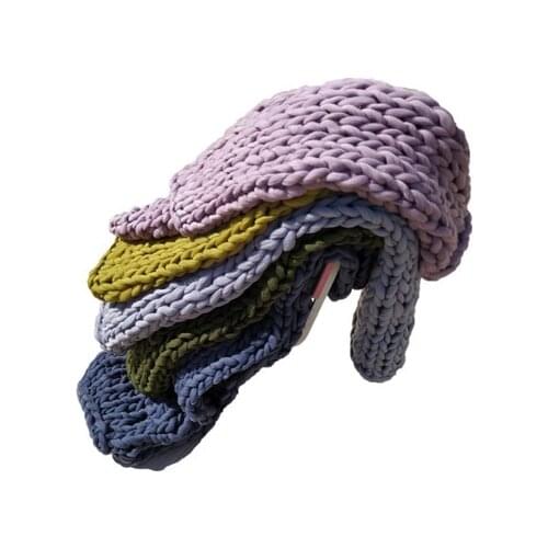 Coarse Acrylic Blankets Hand Woven Chair Decor Warm Knitted Blankets Home Decor For Photography PolyesterBulky Carpet Mats Dec