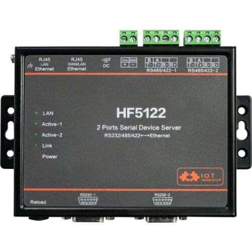 HF5122 Industrial Serial To Ethernet Free RTOS Serial 2 Port Transmission Converter Serial Server