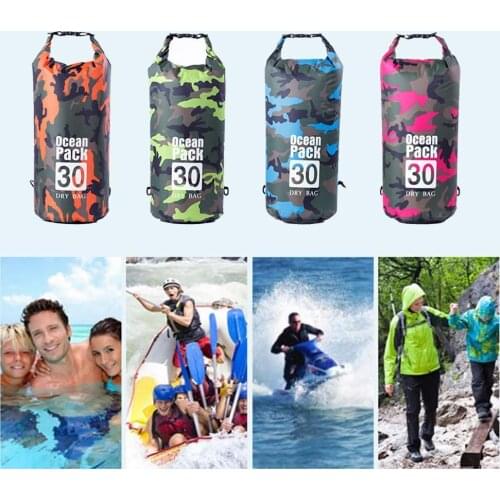 30L Shoulder Camouflage Polyester Waterproof Bag Single Bag Bag Drifting Waterproof Shoulder Bucket Lightweight Shoulder Sp J6S9