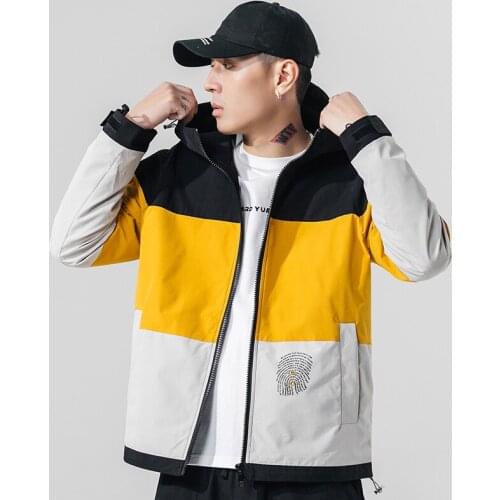 Jacket men Urban clothing spring and autumn new trend style loose color matching casual Pullover Sweatshirt young middle-aged