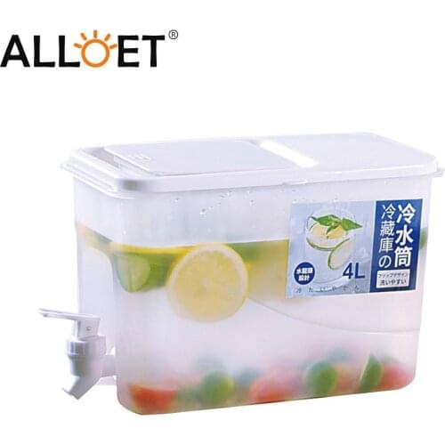 4L Water Jug With Faucet Refrigerator Cold Ice Kettle Juice Lemonade Fruit Bottle Container Drinks Bucket Heat Resistant Pitcher