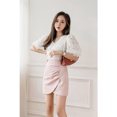 Summer pleated skirt Korean-style A-line skirt Short Skirt Pants 2021High-waist Womens Elegant New Skirts