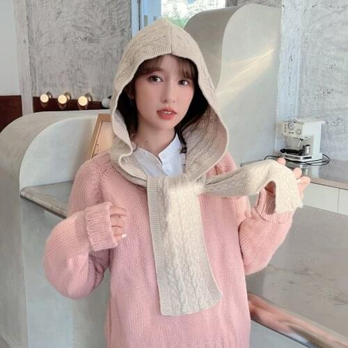 Linbaiway Fashion Knitted Fake Collar for Women Neck Wear Hooded Student Unisex Shirt False Collar Hat Detachable Collars