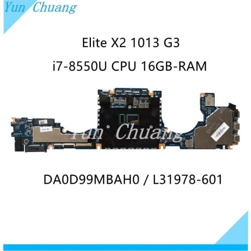DA0D99MBAH0 L31341-601 L31978-601 For HP Elite X2 1013 G3 Laptop Motherboard L31341-001 with i7-8550U CPU 16GB-RAM 100% test ok