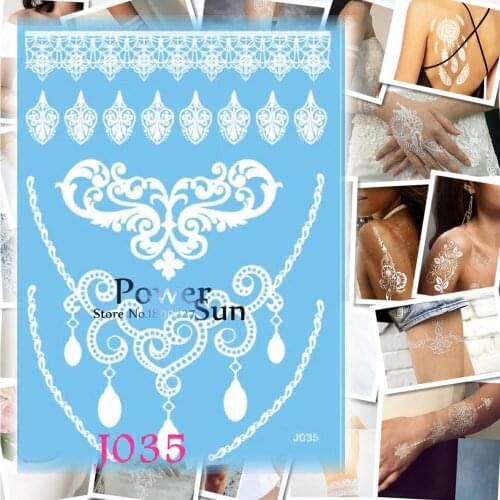 1PC Fashion Temporary Tattoo Sticker Women Wedding Jewel Waterproof Tattoo Pendant Necklace Design White Henna Fake Tatoo Choker