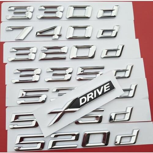 DIY Number Letter 316d 318d 320d 325d 330d 520d 530d 535d 550d 740d 750d 760d Emblem for BMW Diesel Oil Fuel Trunk Logo Sticker