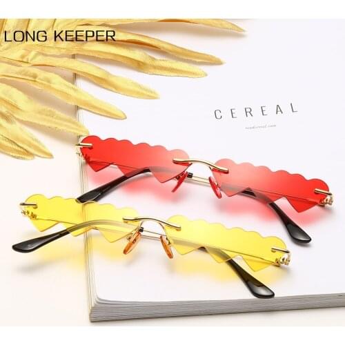 LongKeeper 2020 New Fashion Small Heart Sunglasses Women Brand Designer Rimless Party Sun Glasses Ladies Outdoor Travel Eyewear