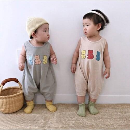 2021 Summer New Baby Romper Cute Infant Outfits Bear Print Jumpsuit Sleeveless Clothes Baby Clothes