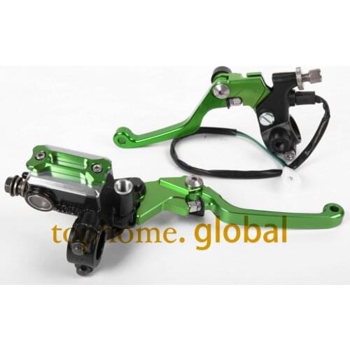 New CNC 7/8" Brake Master Cylinder Pressure Switch Reservoir Levers Dirt Pit Bike Set For KAWASAKI KX250 2005-2006 2007 2008