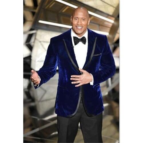 New Men’s Suit Smolking Noivo Terno Slim Fit Easculino Evening Suits For Men Royal Blue Jacket with Black Trim and Pants