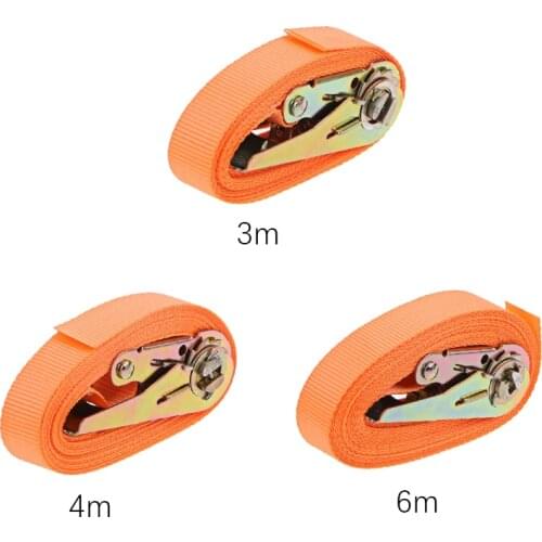 Orange Porable Heavy Duty Tie Down Cargo Strap Luggage Lashing Strong Ratchet Strap Belt With Metal Buckle