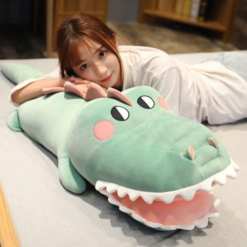 Simple Plush Toy Big Tooth Crocodile Comfortable Long Strip Pillow Doll Cute Girl Sleeping on Bed Doll Big Doll Birthday Gift