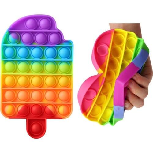 Rainbow Color Silicone Push Bubble Sensory Fidget Toy Autism Special Need Relief Stress Children Adult Anti Stress Desktop Toys