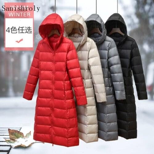 Plus Size 3XL 2021 Autumn Winter Women Light Warm 90% White Down Jacket Female Casual Long Hooded Coat Windproof Jacket Parka